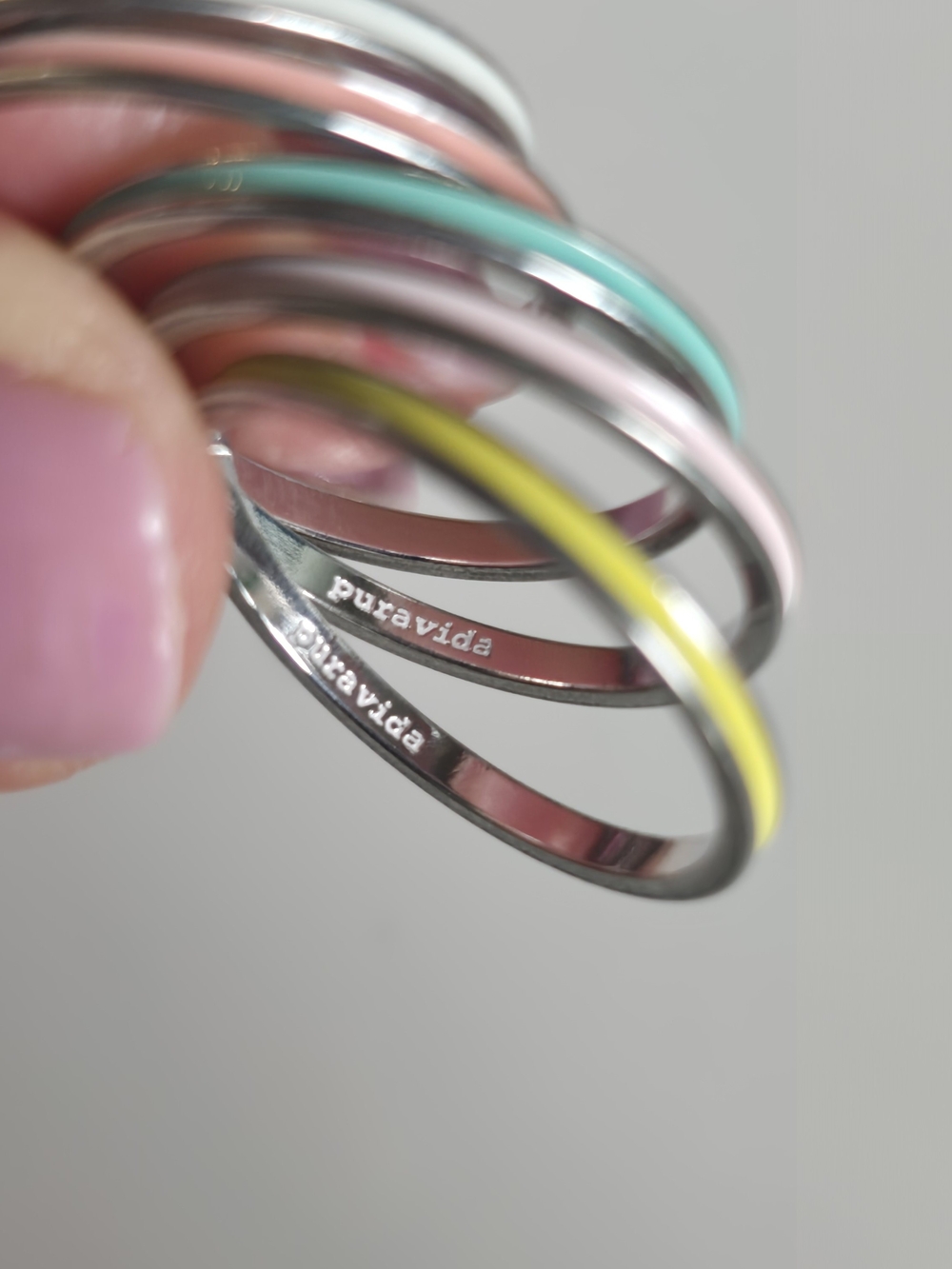 Multi-Color Stacked Enamel Rings - Picture 2 of 4